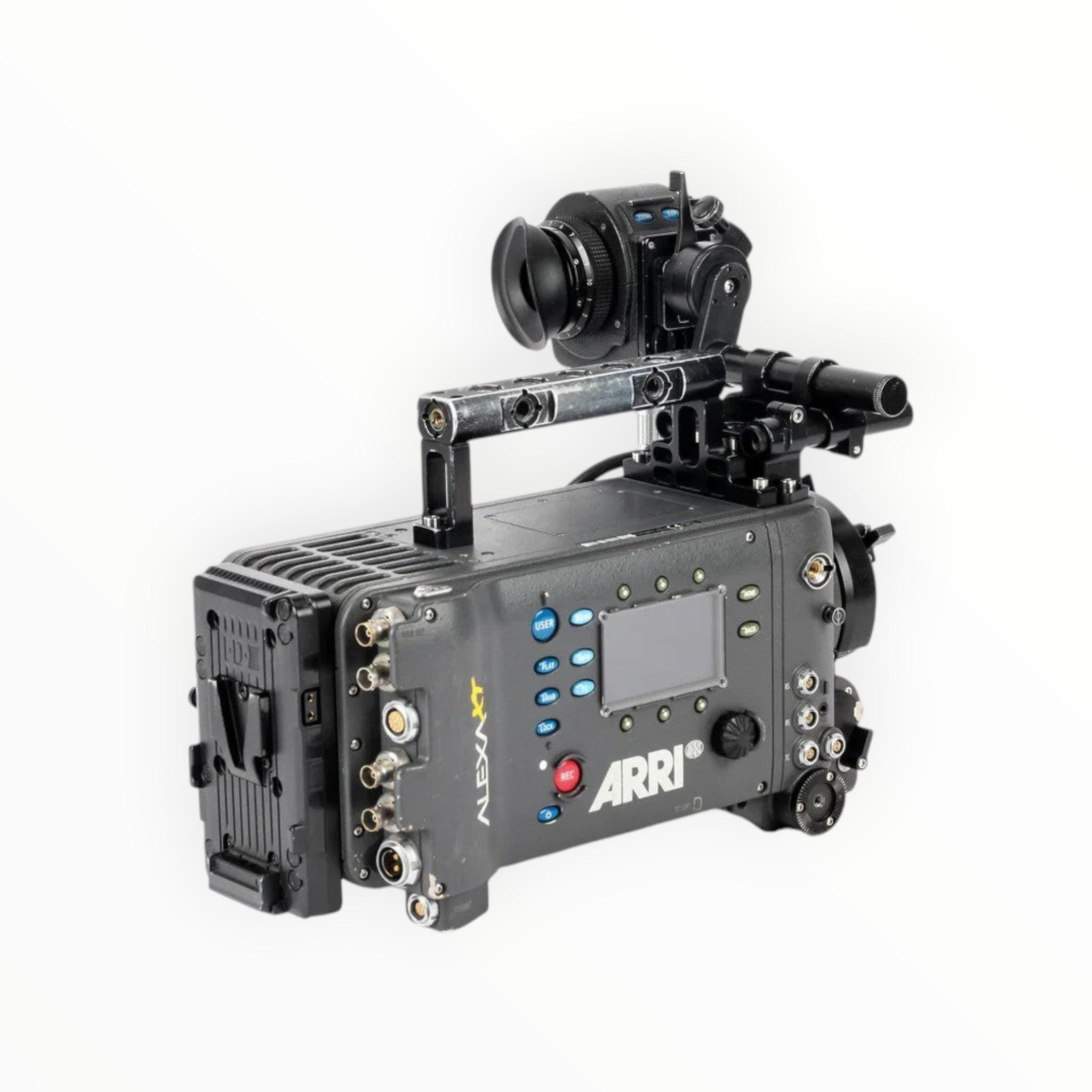 Cymer ARRI ALEXA XT professional digital cinema camera in grey with integrated recording and professional ports.