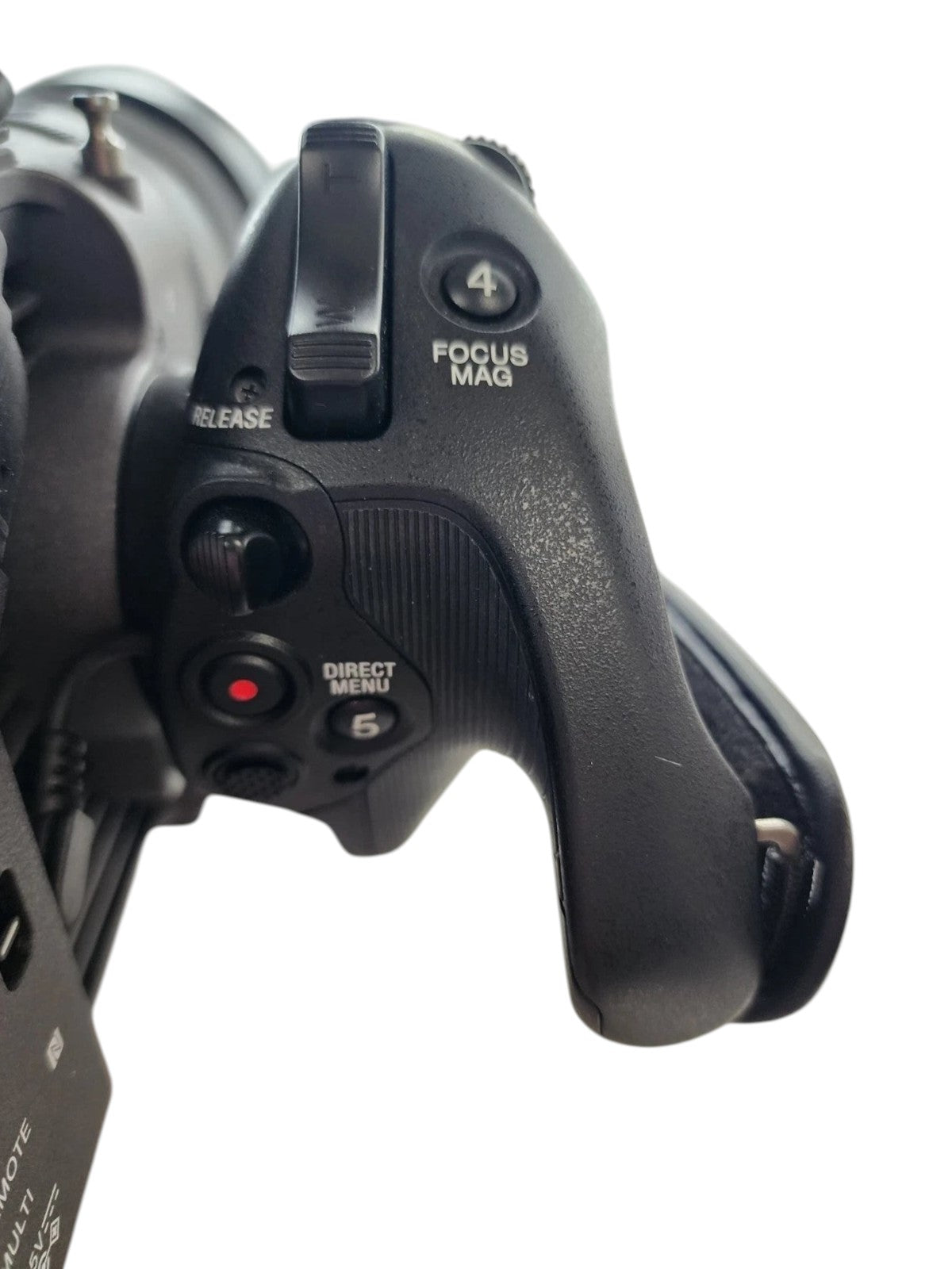 Cymer Sony FX6 cinema camera ergonomic side grip with focus and menu control buttons for professional filmmaking