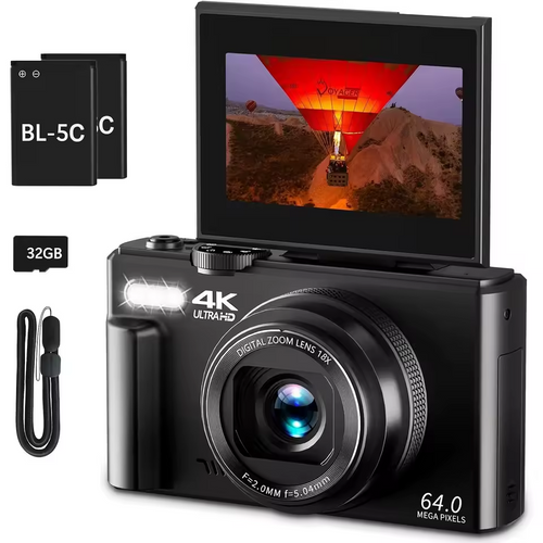 4K Compact Camera with 18X Zoom and 32GB Card