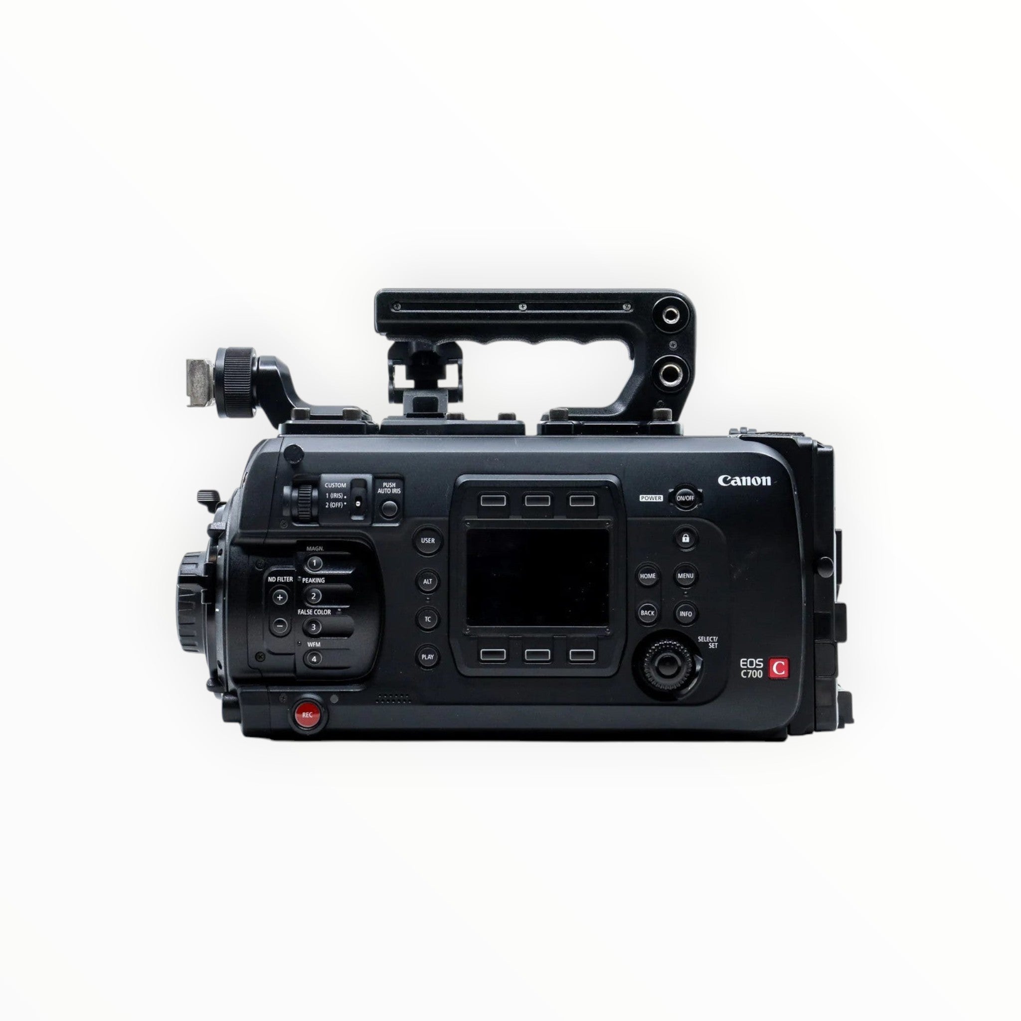 Cymer Canon EOS C700 professional cinema camera side view featuring modular body and intuitive control interface