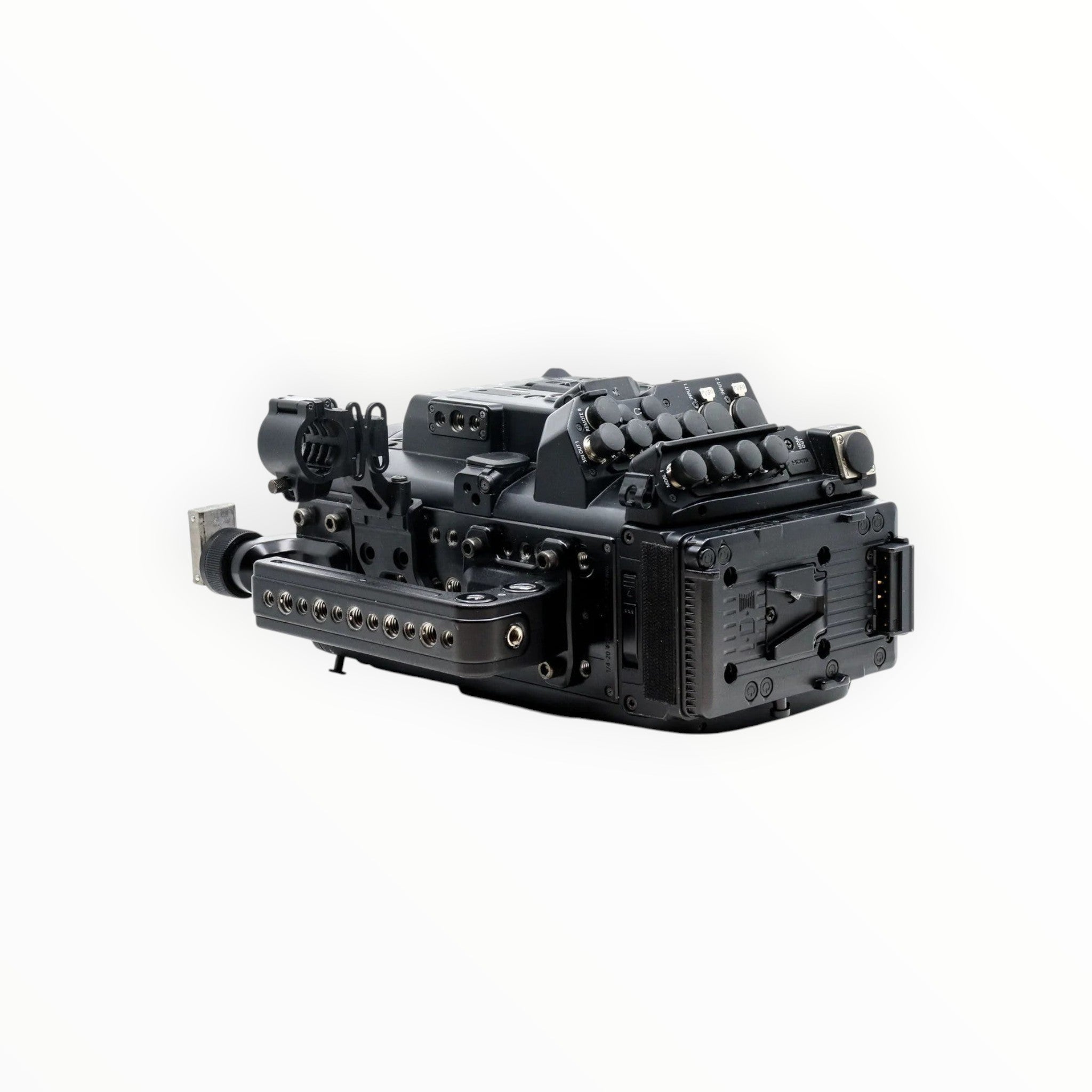 Cymer Canon EOS C700 professional cinema camera body in black with modular rig mounting points and connectivity ports.