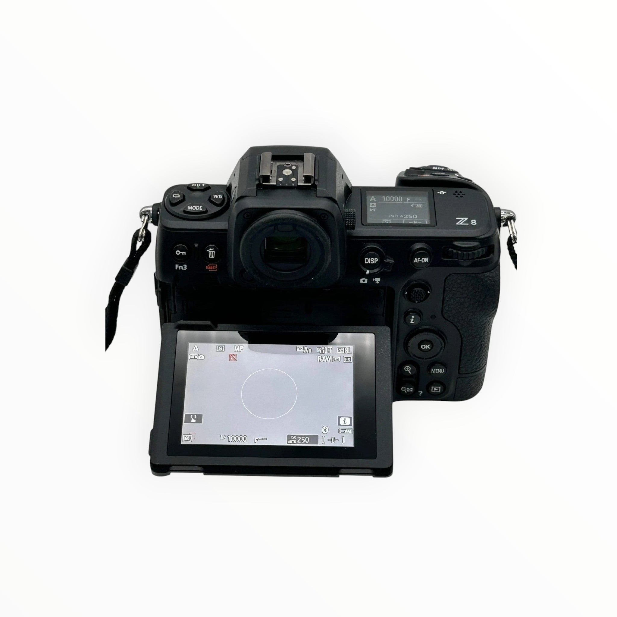 Cymer Nikon Z8 mirrorless camera body shown from the rear with the articulating LCD screen flipped out