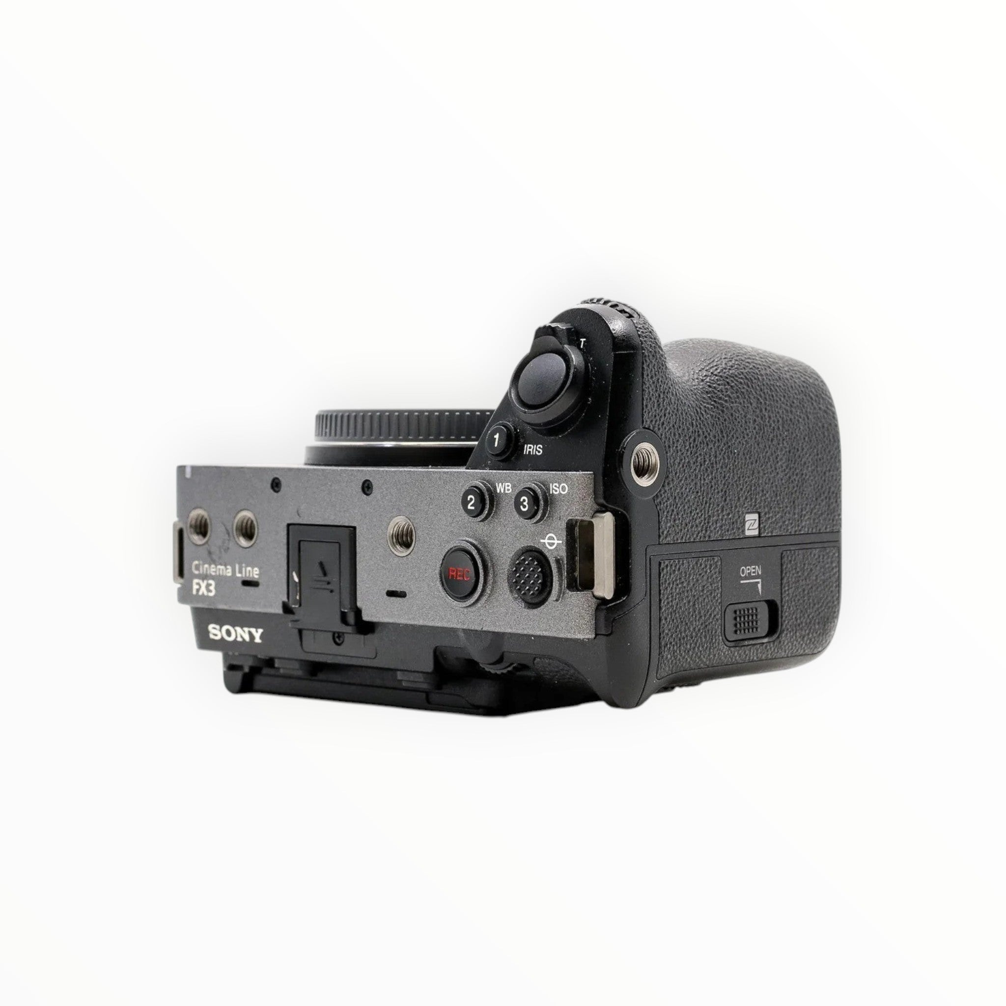 Cymer Sony FX3 Cinema Line full-frame mirrorless camera side view showing ergonomic grip and dedicated control buttons.